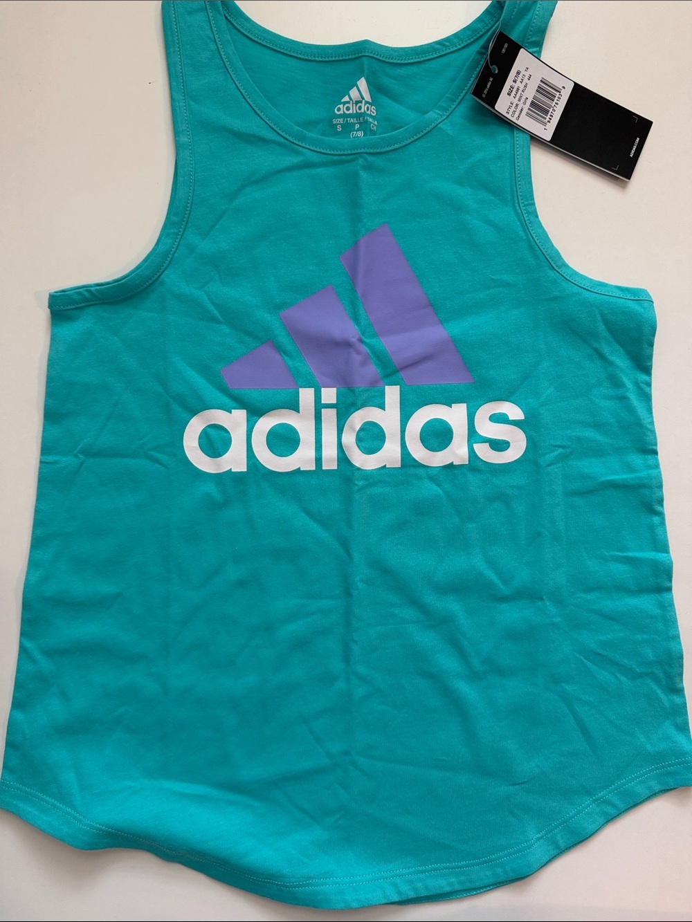 adidas Girls Teal Tank Top with Purple and White Logo